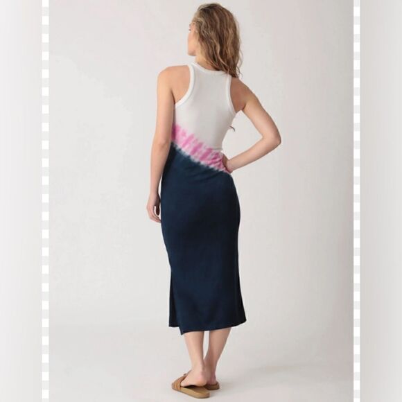 Anthropologie x Electric & Rose Venice Ribbed Maxi Dress M in pink white navy - Picture 1 of 8